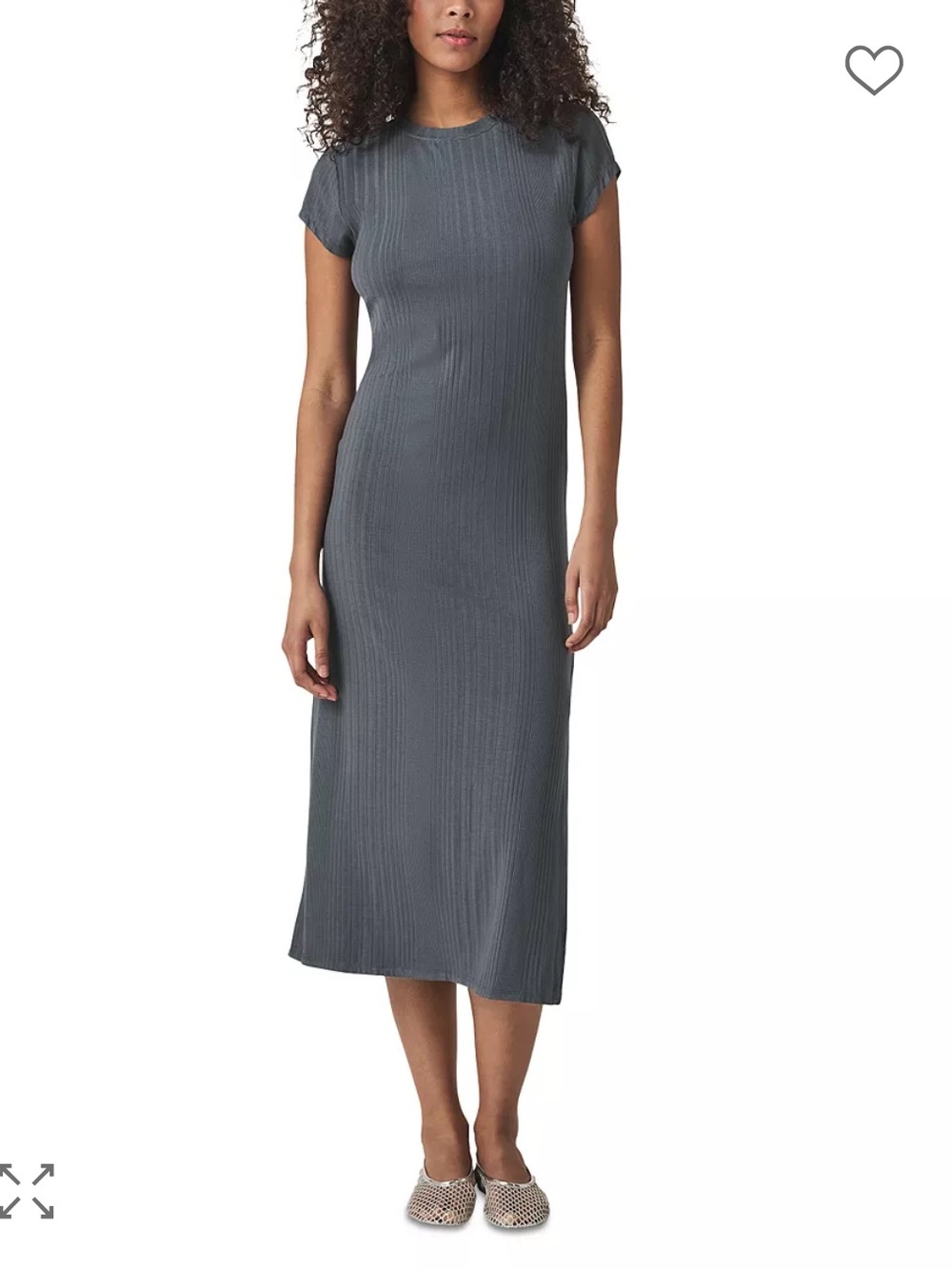 Women’s Splendid Blue Ink Ribbed Short-Sleeve Midi Dress XL